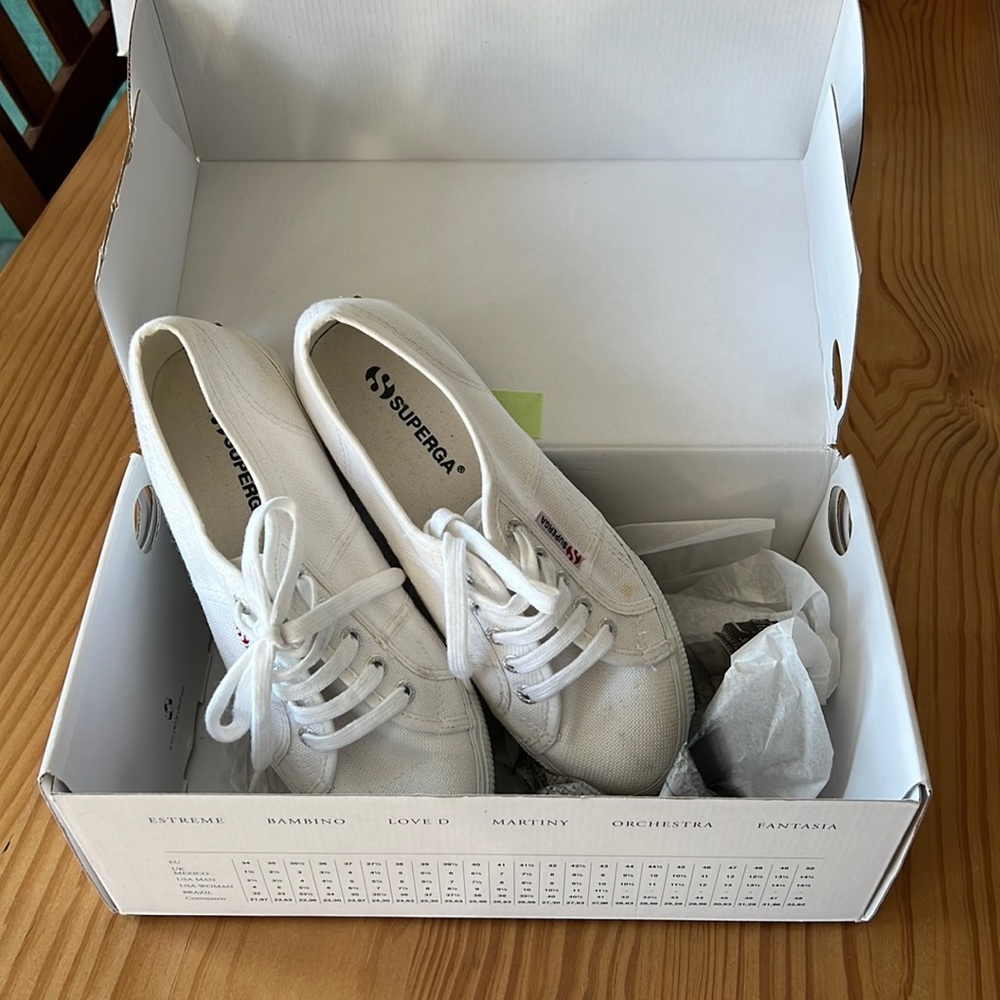 Barely worn white superga platform sneakers!